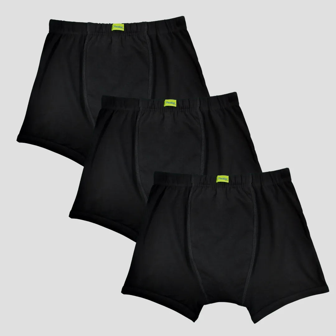 Men Incontinence Trunk Underwear Black Pack Of 3