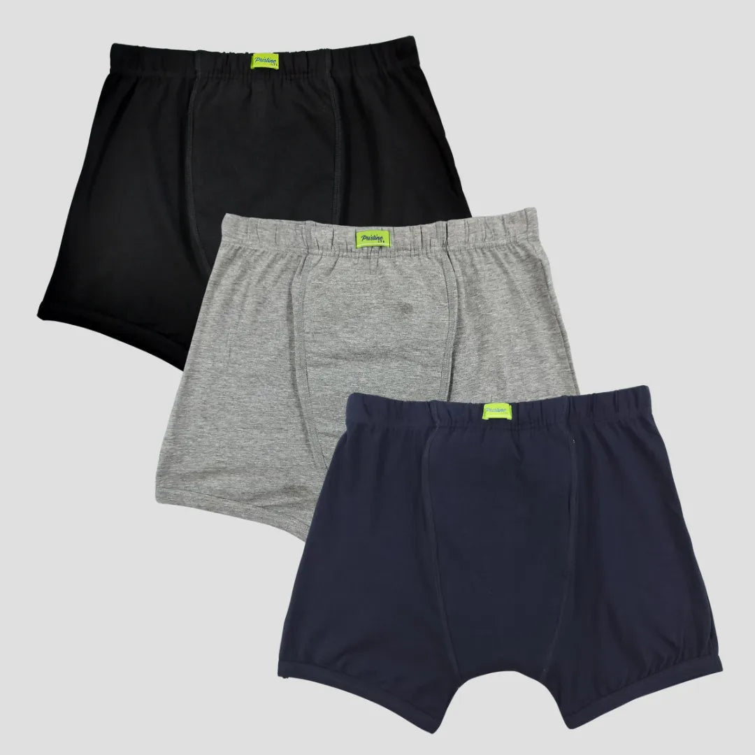 Men Reusable Incontinence Trunks Black, Grey & Navy Blue