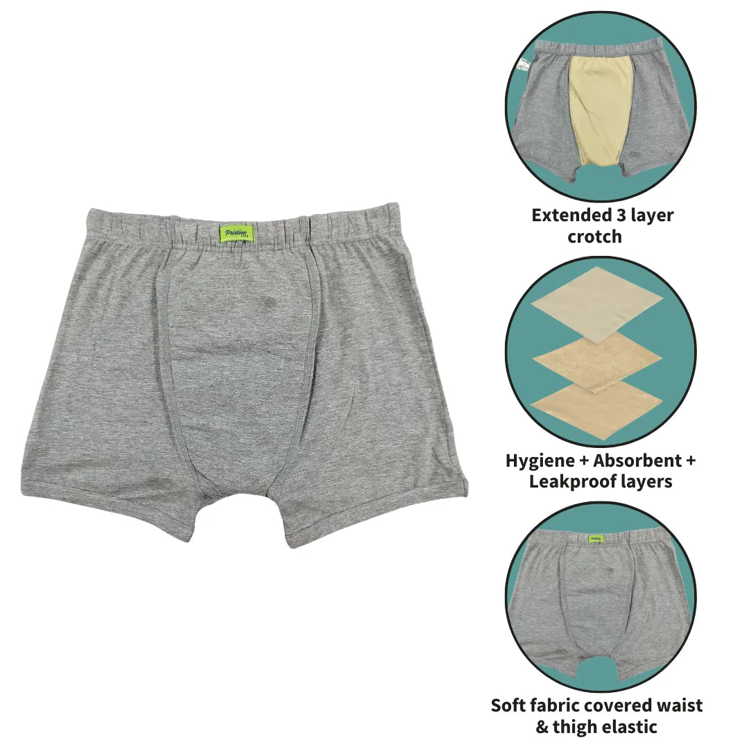 Mens Washable Incontinence Trunks Features